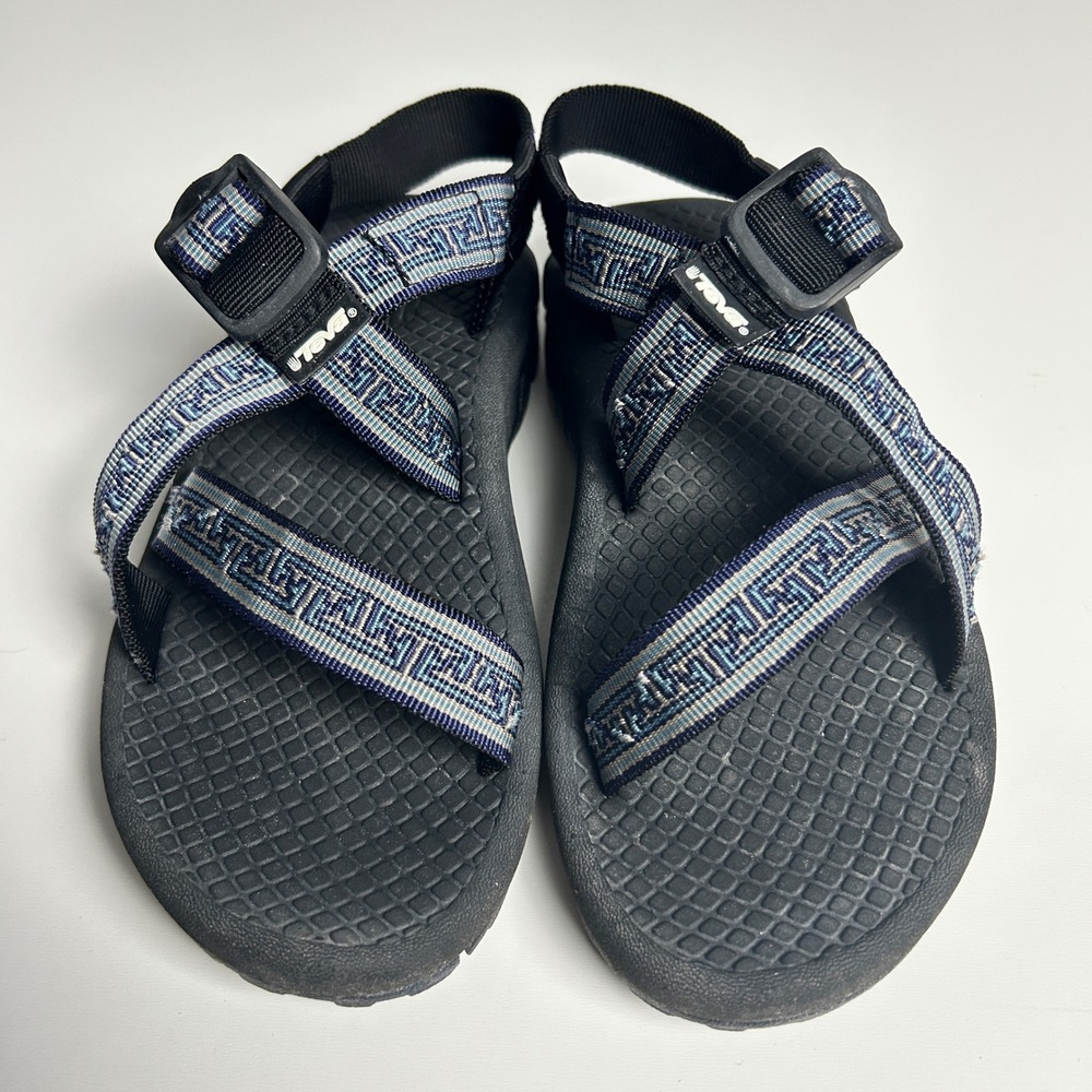 Vintage Teva Strappy Sport Sandals Blue Grey Geometric Pattern S/N 6833 Womens 5